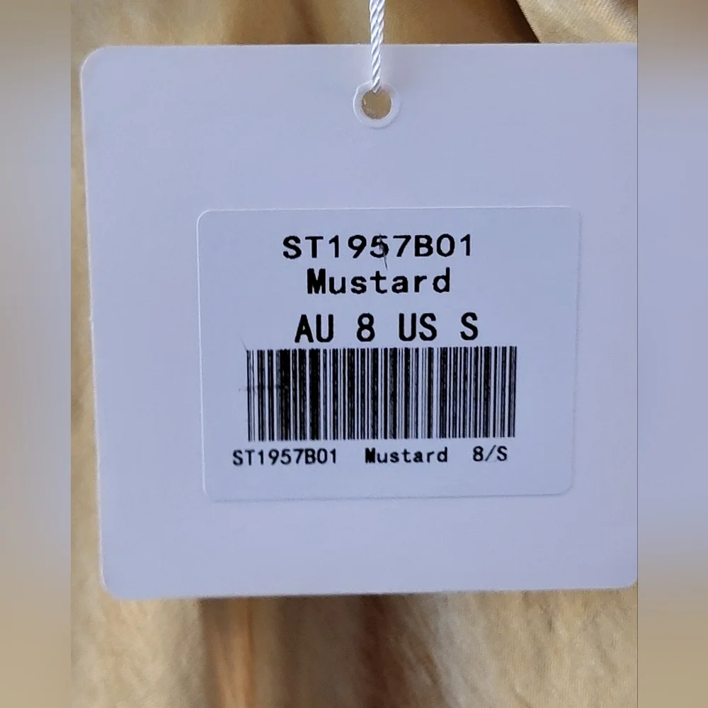 NWT Selfie Leslie Perfect Day Satin Midi Dress Mustard - Size S - Picture 7 of 8